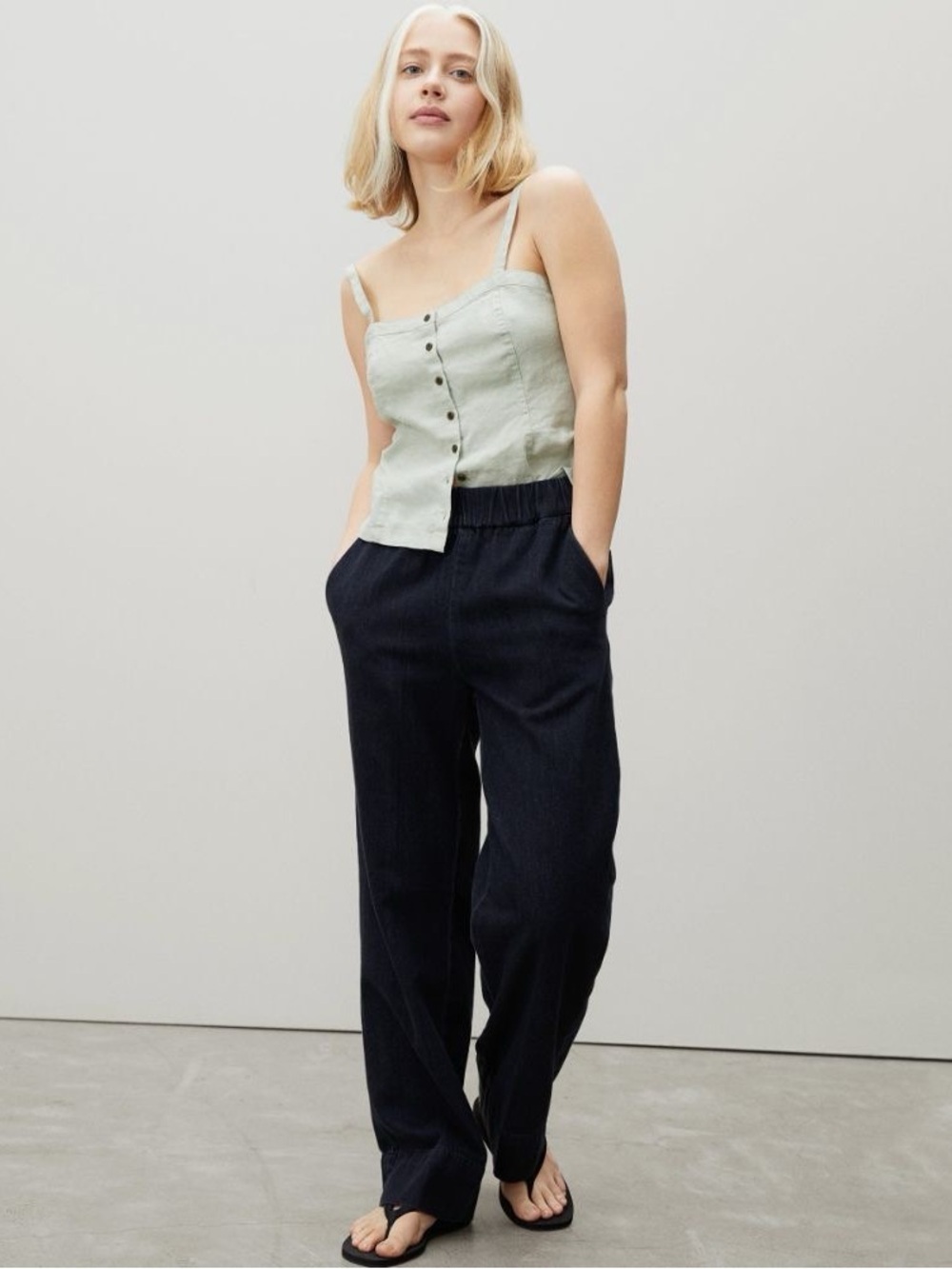 Everlane The Linen Picnic Tank Top Size 4 Laurel Green 100% Linen NWT Minimalist